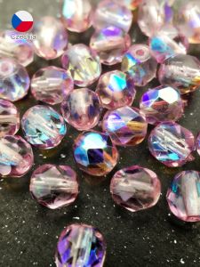 Czech Import 6mm Fire Polishing Pineapple Beads Amethyst Rainbow AB Color Full Hole DIY Ornament Accessories 10
