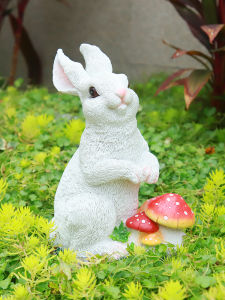Resin Rabbit Sculpture Outdoor Garden Decorative Ornaments Lawn Landscape Arrangement Kindergarten Greenery Small Animal Figurine