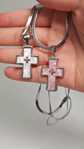 2025 female pink white blue cross necklace ins style luxury senior sense cross pendant necklace for women accessories