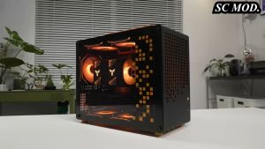 Jonsbo Z20 MicroATX Compact Case Black Orange with Mesh Side Panel and Side Window