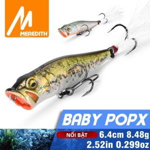 Mồi Câu Nổi Meredith Topwater Popper 8.48g 64mm Mồi Cứng Dành Cho Cá Vược Cá Rô Cá Chó Câu Cá Biển Sông Hồ