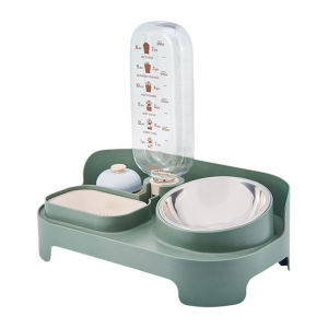 HamshMoc Cat Dining Set Stainless Steel Bowls Non-Slip Base Removable Design Food Grade Materials Filter System
