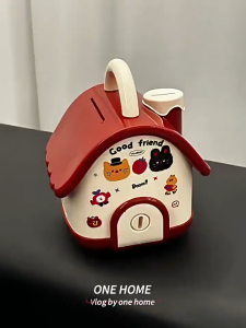 Pet Home-my Cartoon Piggy Bank Coin Bank With Lock Sticker Set Plastic Tabung Simpan Duit Kids Birthday Gift
