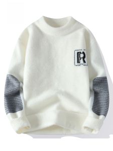 ROMON | Lomond Mens Round Neck Sweater Casual Loose Thick Warm Base Shirt Inner Wear Winter Fashion City Style Long Sleeve Knitwear