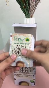 34-In-1 Brown Coffee With Fruits And Vegetables Sweetened With Stevia First Vita Plus Natural Health Drink [Discovery Packages]
