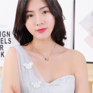 Luxurious Titanium Steel Rose Gold Diamond Necklace