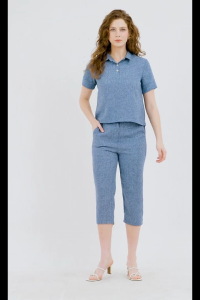 Krizia Collared Top Blouse and Pants 2 Piece Set Terno