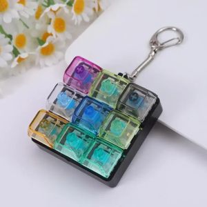 Button Keycap  Keychain 9 Keys Keyboard Decompression Toys DIY Keyboard Keychain Toys For Adult Gifts To Relief Pass Time