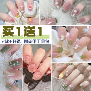 Cute Short Dopaamine Floral New Year Wearable Nail Art Simple Ins Sweet Finished Nail Design Cold Tone Any Skin Type