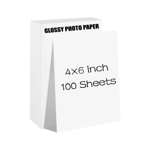 HUSPER 100 Sheets Glossy Photo Paper 4x6 Inch 180/200/230Gsm Single-Sided Inkjet Compatible with Grey Back for Home Office Use