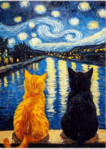 Jigsaw Puzzle for Adults 500/1000/1200/2000PCS Starry Night Cat Scene Artwork DIY Craft Home Wall Decoration Gift Idea