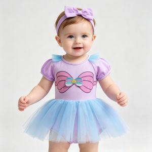 THEEPER Baby Girl Mermaid Princess Clothes Baby Romper Tutu Dress with Headband 3-18M Newborn Outfit Summer Dress for Kids