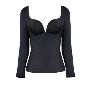 Victorias Secret Womens Warm Underwear Long Sleeve V-Neck One-Piece Thermal Wear Bra with Pads Slimming Base Layer Clothing