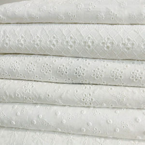 Embroidery Lace 100% Cotton Fabric Water Soluble Hollow Small Flower For Sewing Dress Clothes DIY Handmade Crafting By Half Yard