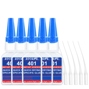 Loolifl 401 Instant Adhesive - Multi-Purpose Strong Super Glue for Metal Ceramic Plastic 20g Quick-Drying Cyanoacrylate Glue