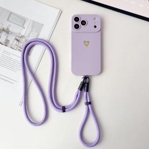 Dual Lanyard Case For iPhone 17 Pro Max 16 15 14 Plus 13 12 18 Cute Love Heart Silicone Shockproof Crossbody Strap Soft Cover