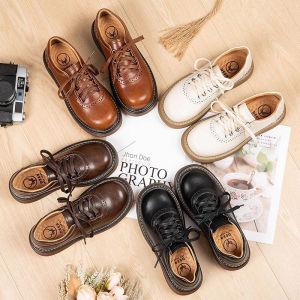 Luhe Shenlin-British College Style Genuine Leather Shoes for Women Thick Bottom Small Leather Shoes Japanese Fashion