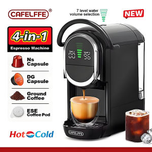 เครื่องกาแฟ Cafelffe 4 ใน 1 แคปซูล 19 บาร์ เครื่องกาแฟอัตโนมัติ เครื่องเย็นและร้อน เครื่องเอสเปรโซแบบใช้สอง เครื่อง Cappuccino & Latte เข้ากันได้กับ Nespresso / Dolce gusto แคปซูล & ESE กาแฟ Pods และกาแฟบด