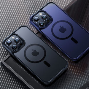 Luxury Matte ClearสําหรับMagesafeแม่เหล็กไร้สายชาร์จโทรศัพท์สําหรับiPhone 11 12 13 14 15 16 Pro Max Plusกันกระแทก