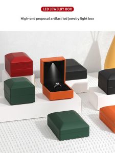 Engagement Ring Box with Light Wedding Jewelry Necklace Box Gift Box LED Glowing Bracelet Box Earring Packaging Box