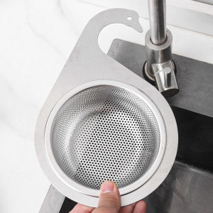 YESPERY Kitchen Leftovers Sink Strainer Stainless Steel Swan Strainer Basket Removable Storage Drain Basket