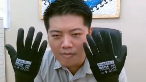 MS114 BLACK PU PALM COATED GLOVE ถุงมือผ้าถักบางเฉียบ เคลือบพียูสีดํา (2 คู่)