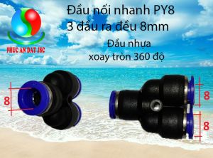5 cái đầu nối nhanh khí nén PY8 khớp nối nhanh ống hơi PY8 3 ngả đều 8 cho khí nén phun sương