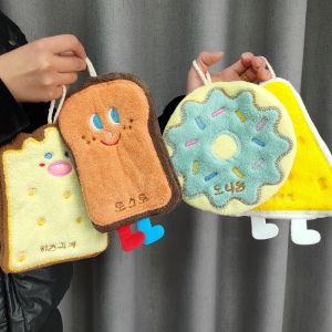 Double-thickness Hand Towel Convenient Hanging Absorbent Hand Towel Kitchen bathroom Bread slices cookie doughnut hand wipes