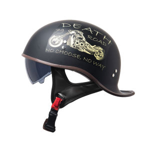 Vintage Half Helmet High‑Quality Lightweight Beanie‑Style with Inner Visor for Off‑Road Rally Racing Scooter & Electric Bike