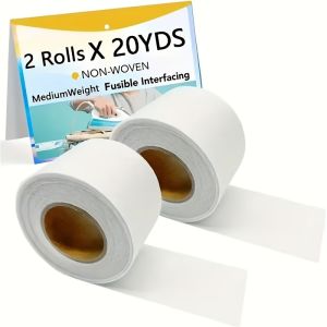 2 Rolls 40 Yards Medium Weight Interfacing Fusible Non-Woven Fabric Single Sided Iron On Adhesive For Sewing Crafts