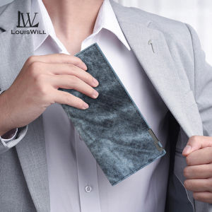 LouisWill Mens Long Wallet PU Wallet Retro Multi-Functional Wallet Button Fixed Design Large Capacity Purse Multi-Card Position ID Credit Cards Holders Coin Pouch PU Leather Coin Bag Business Wallets