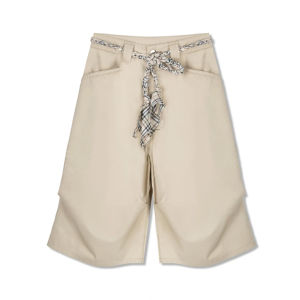 Shalldoer | Fashionable High Waist Slim Straight Five-Quarter Pants Womens Wide Leg Trousers Summer Belt Design Casual Loose Fit