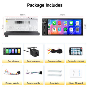 JIUYIN | JIUYIN 6 Inch Universal 1DIN MP5 Car Radio Support Wireless Carplay Android AUTO AUX USB BT Touch Screen Multimedia Video Player