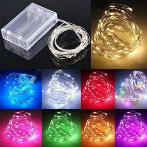 Dây Đồng LED Tinsel Garland Chạy Bằng Pin Đèn Cổ Tích 10M/5M/3M/2M Cho Giáng Sinh Tiệc Cưới Trang Trí Ngày Lễ