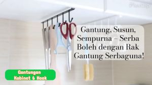 Kitchen Rack with 6 Hooks Hanging Shelf for Kitchen Gadgets & Cups 悬挂式厨房架橱柜挂钩