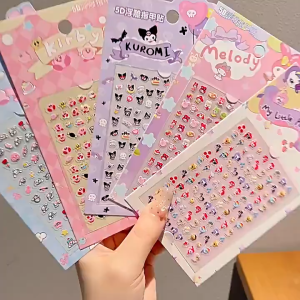 5D Embossed Three-Dimensional Manicure Stickers Childrens Nail Stickers Non-Toxic Odorless Girls Children Wear Nail Princess Lumin