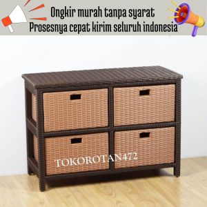Ready stok lemari rottan sintetis 4laci