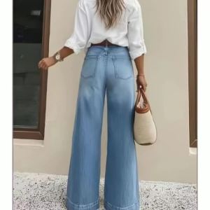 New 2026 Light Wash Wide Leg Jeans Womens High Waist Stretch Loose Straight Denim Pants Casual Streetwear Baggy