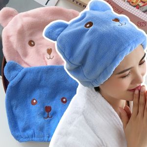 [Cutewomen2020] Korean Cartoon Hair Drying Cap Shampoo Towel Super Absorbent Adult Cute Shower Cap Quick-Drying Bag Turban Childrens Nightcap