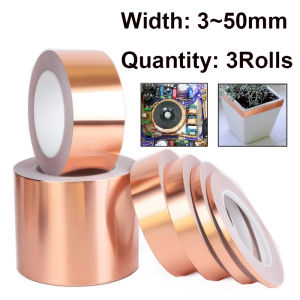 3Rolls Copper Foil Tape Adhesive Single Sided Conductive Snail EMI Shielding DIY Circuit Electrical Repair Tapes