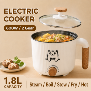 1.8L Multi Electric Cooker with Steamer 600W Mini Rice Cooker Non-Stick Hot Pot Household Dormitory Periuk Elektrik 电煮锅