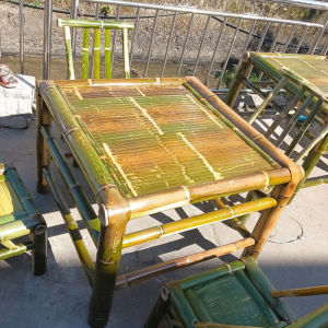 Retro Bamboo Table And Chair Set Outdoor Courtyard Traditional Chinese Furniture Dining Table And Chairs Combination Artistic Design
