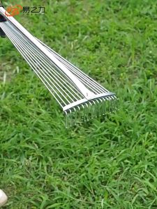 1 Piece Garden Rake 9-tooth Portable Telescopic Fan-Shaped Leaf Rake Moss Rake