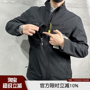Mens Outdoor Fleece Lined Stand Collar Jacket Casual Soft Shell Clothing Windproof Waterproof Breathable Sporty Leisure Style