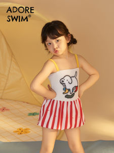 ชุดเดรสว่ายน้ำวันพีซสำหรับเด็กหญิงชุดว่ายน้ำสายเดี่ยวชุดว่ายน้ำสำหรับเด็กเล็กเด็กผู้หญิงแบบใหม่ปี2024