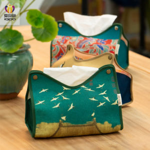Hộp Đựng Khăn Giấy Phong Cách Trung Hoa Cổ Điển Bằng Vải Lanh Cotton Dùng Trong Nhà Phòng Khách Phòng Trà Xe Hơi