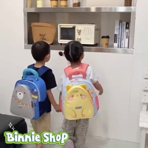 Balo trẻ em họa tiết động vật đáng yêu cho bé đi học du lịch Cặp hình khủng long thỏ chim cánh cụt BINNIE SHOP PK2046