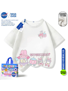 NASA Collaborative Cartoon Short Sleeve T-Shirt Pure Cotton Breathable Summer Fashionable Kids Clothing for Boys Girls
