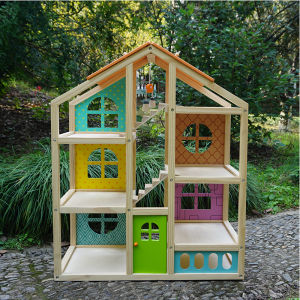 Luxury Villa Size Large Wooden Toy House Simulation Parrot Princess Dollhouse Pretend Play Kids Educational Building Blocks Model