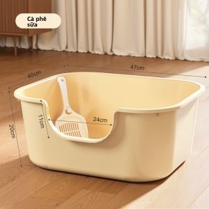 HELLOLEIBOO | Hộp Cát Vệ Sinh Cho Mèo Kích Thước Lớn Chống Bắn Nước Bán Kín Mở